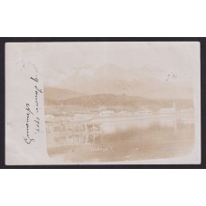 USHUAIA TARJETA POSTAL CON VISTA DE LA CIUDAD CIRCULADA EN 1904 DESDE MAGALLANES CHILE A SUIZA, RARA TIPO FOTO POSTAL CON CARTULINA AUSTRIACA
